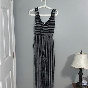 Striped Black and White Jump Suit